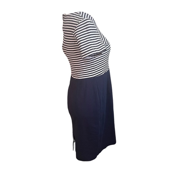 Talbots USA Made Navy White Stripe Top Navy Bottom Jersey Knit Dress Sz 8 Yacht - Picture 6 of 10